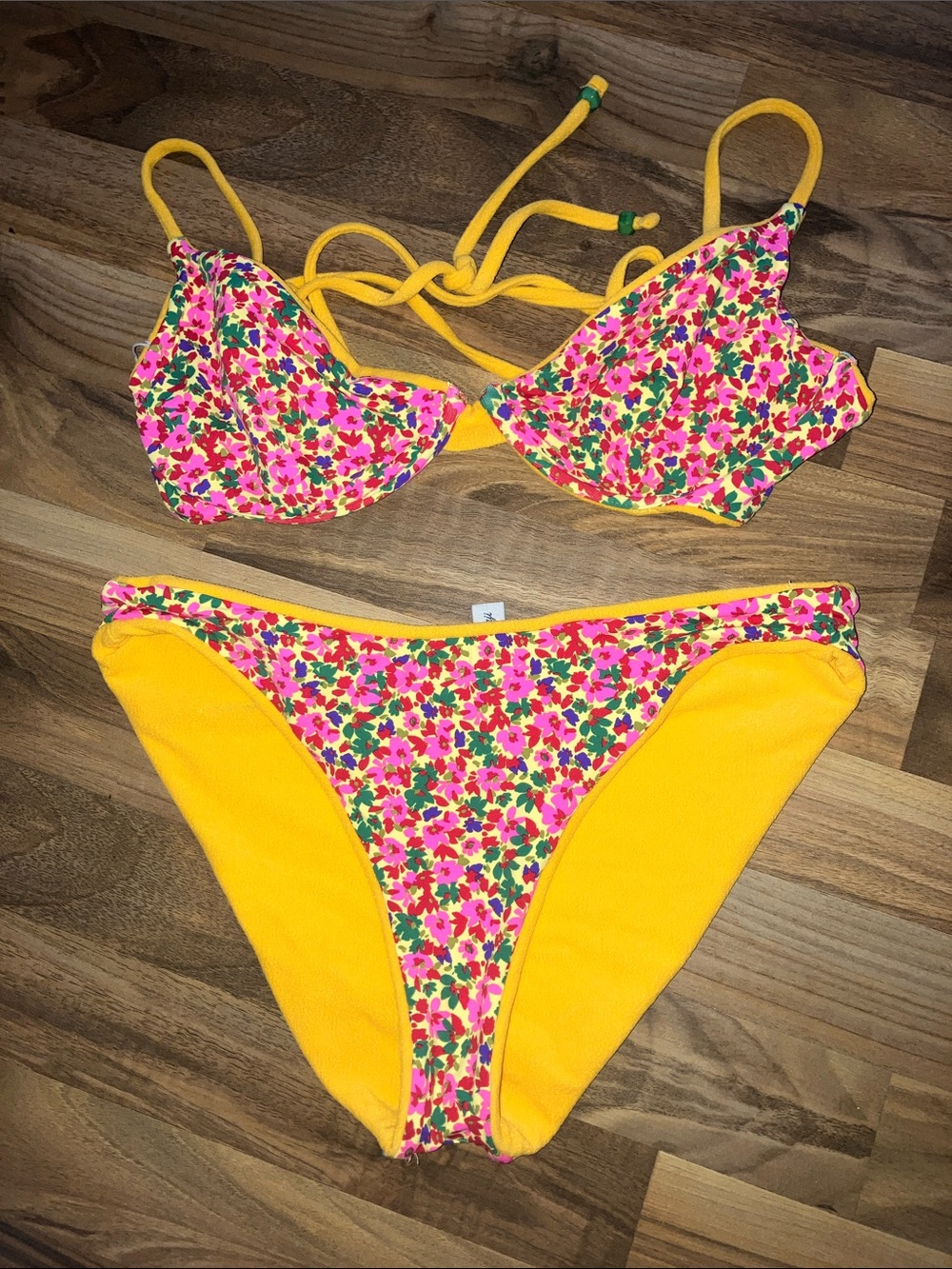 Maaji Sunset floral reversible 2 Piece Bikini Womens swim set sz L/XL